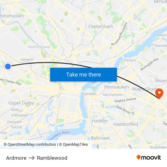 Ardmore to Ramblewood map