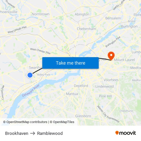 Brookhaven to Ramblewood map