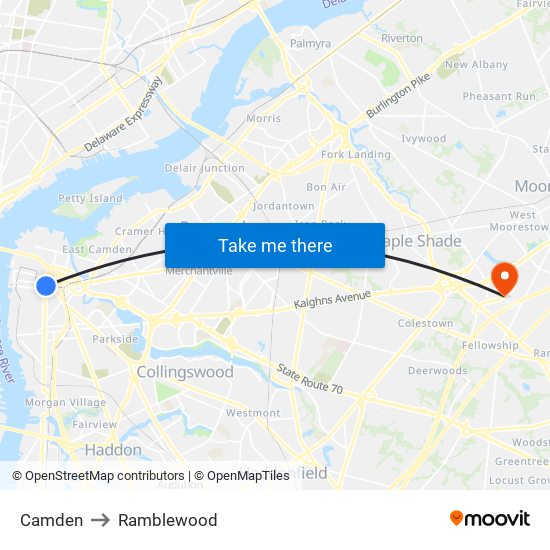 Camden to Ramblewood map