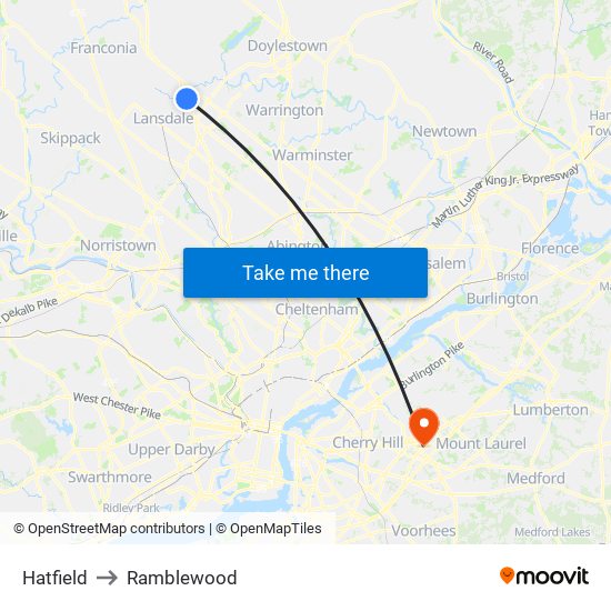 Hatfield to Ramblewood map