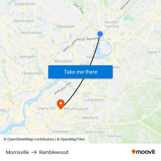 Morrisville to Ramblewood map