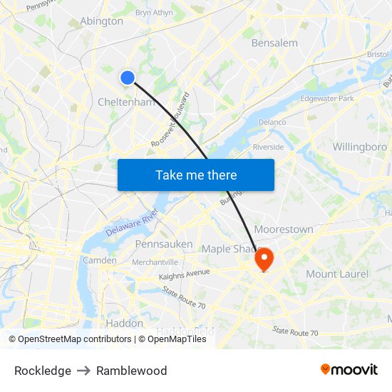 Rockledge to Ramblewood map