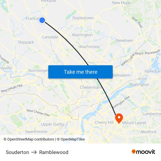 Souderton to Ramblewood map