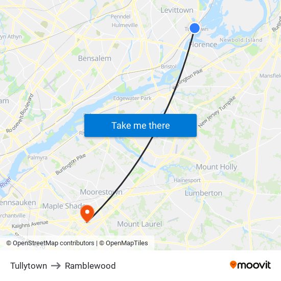 Tullytown to Ramblewood map