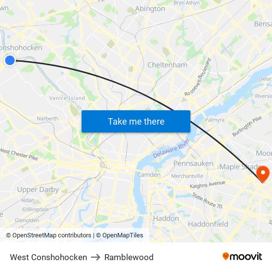 West Conshohocken to Ramblewood map