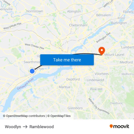 Woodlyn to Ramblewood map
