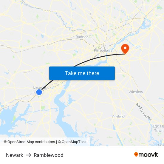 Newark to Ramblewood map