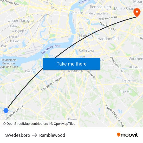 Swedesboro to Ramblewood map