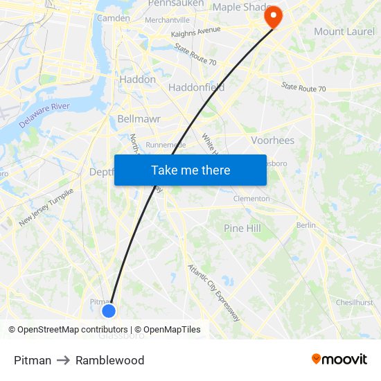 Pitman to Ramblewood map