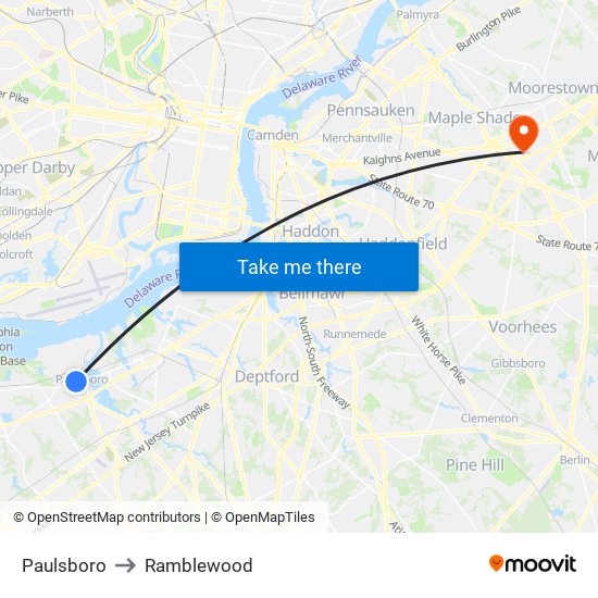 Paulsboro to Ramblewood map