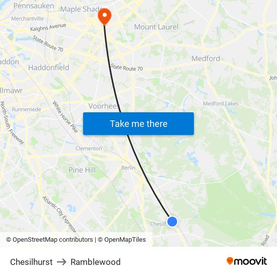 Chesilhurst to Ramblewood map