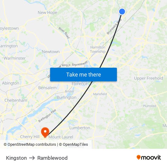 Kingston to Ramblewood map