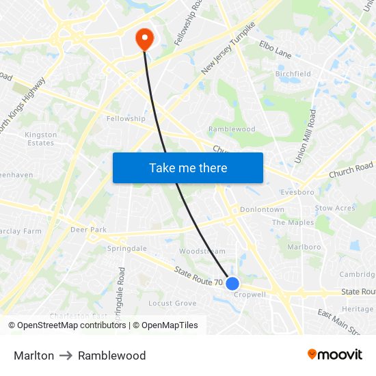 Marlton to Ramblewood map