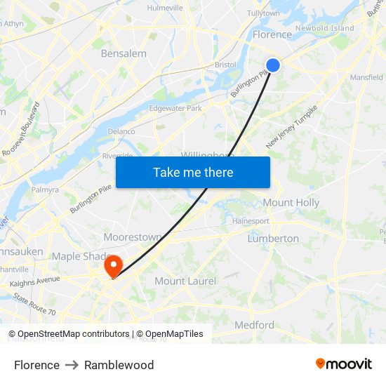 Florence to Ramblewood map