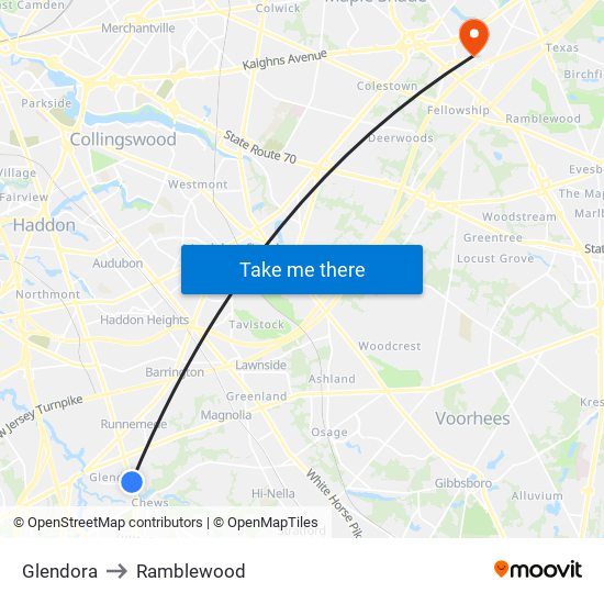 Glendora to Ramblewood map