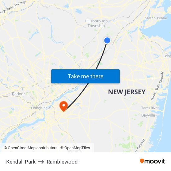 Kendall Park to Ramblewood map