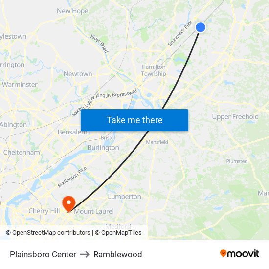 Plainsboro Center to Ramblewood map