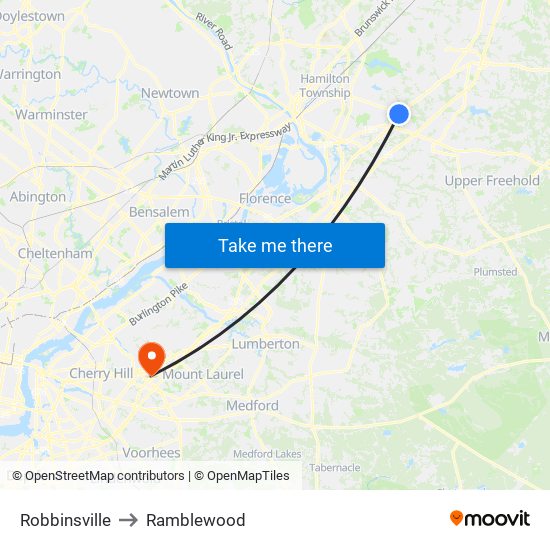 Robbinsville to Ramblewood map