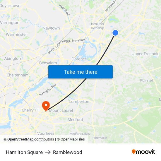 Hamilton Square to Ramblewood map
