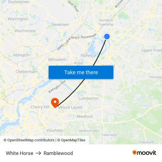 White Horse to Ramblewood map