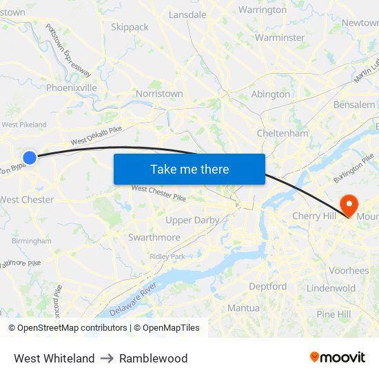West Whiteland to Ramblewood map