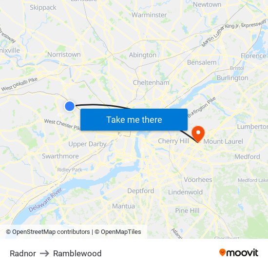 Radnor to Ramblewood map