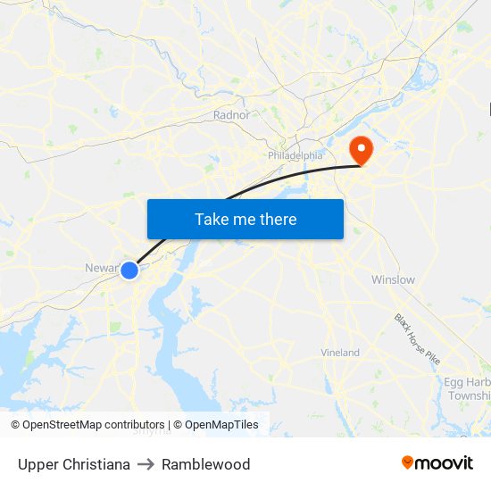 Upper Christiana to Ramblewood map