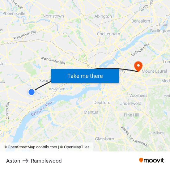 Aston to Ramblewood map