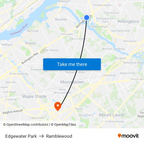 Edgewater Park to Ramblewood map