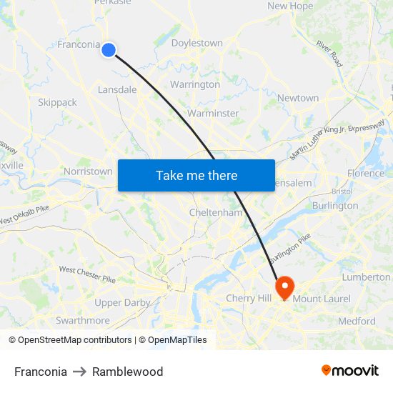 Franconia to Ramblewood map