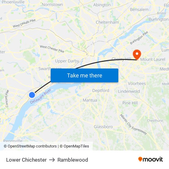 Lower Chichester to Ramblewood map