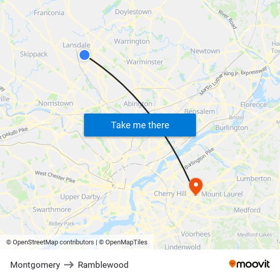 Montgomery to Ramblewood map