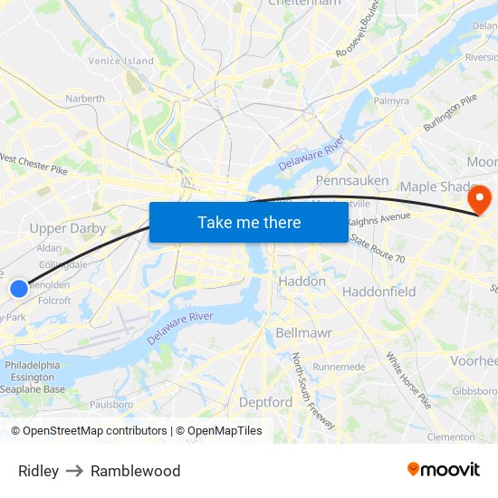 Ridley to Ramblewood map