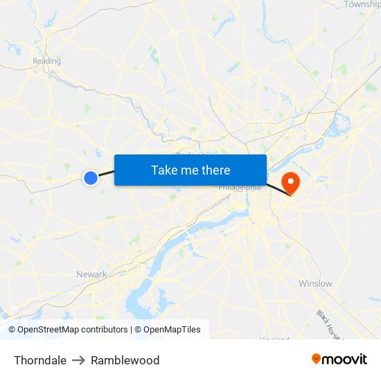 Thorndale to Ramblewood map