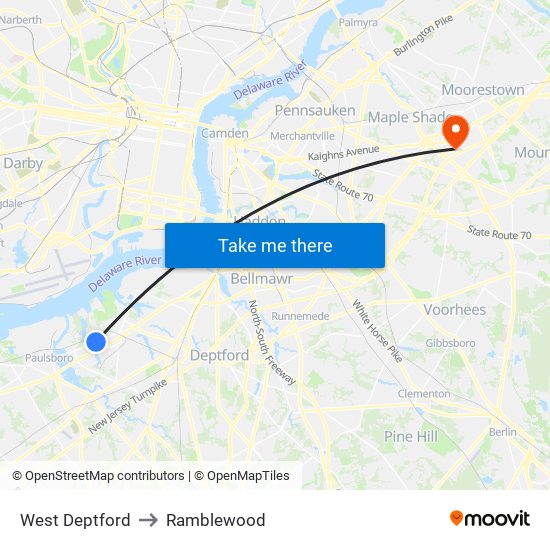 West Deptford to Ramblewood map