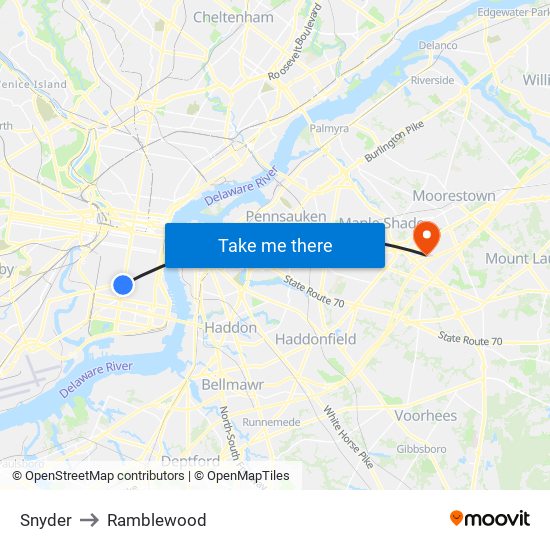 Snyder to Ramblewood map