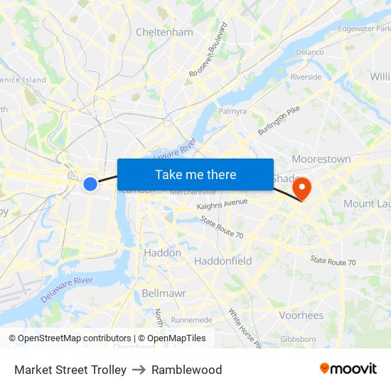 Market Street Trolley to Ramblewood map