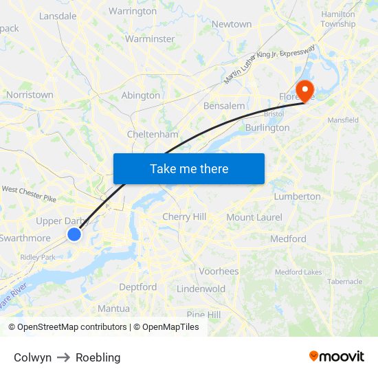 Colwyn to Roebling map