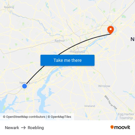 Newark to Roebling map