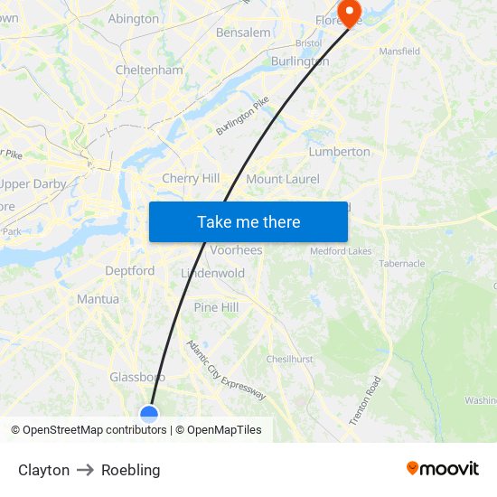 Clayton to Roebling map