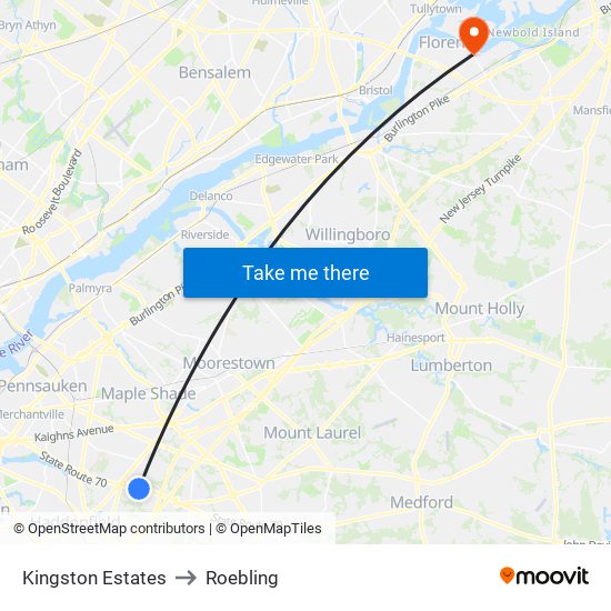 Kingston Estates to Roebling map