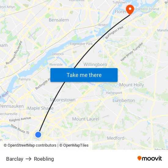 Barclay to Roebling map