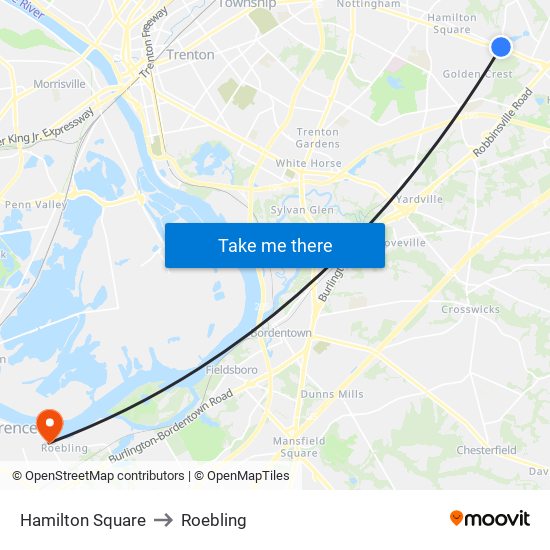 Hamilton Square to Roebling map