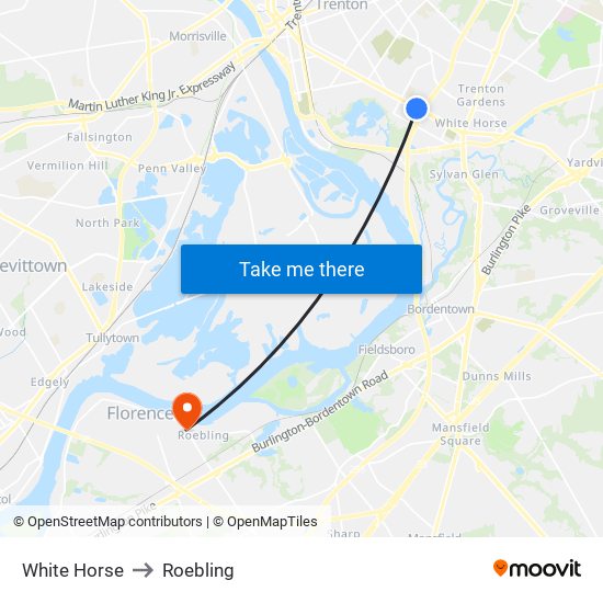 White Horse to Roebling map