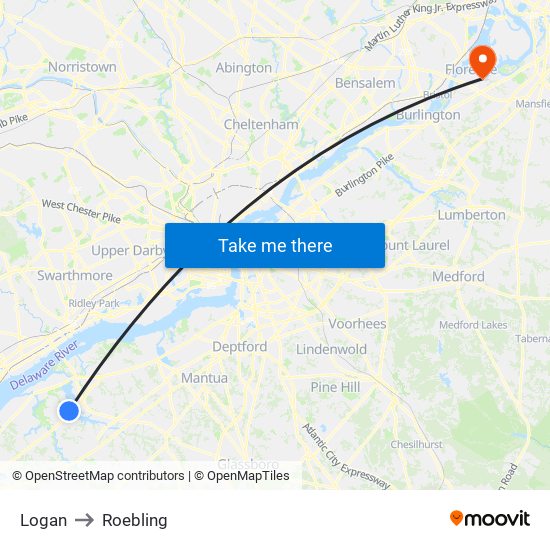 Logan to Roebling map