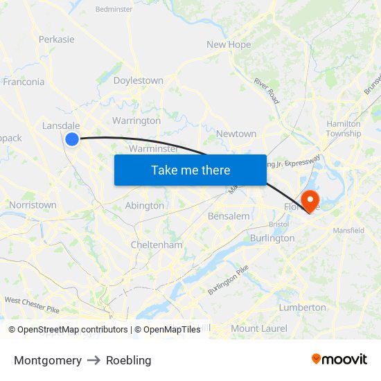 Montgomery to Roebling map