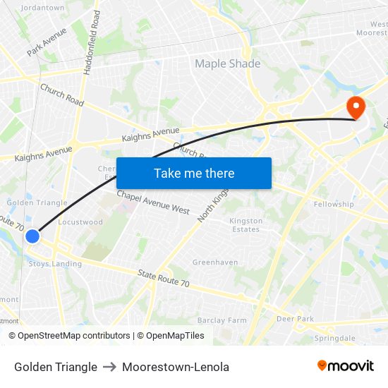 Golden Triangle to Moorestown-Lenola map