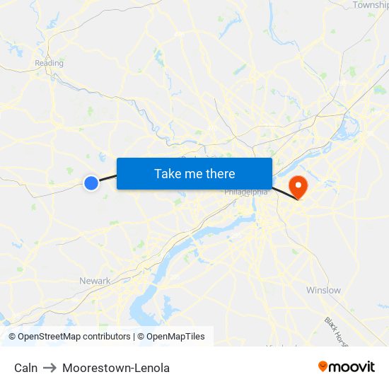 Caln to Moorestown-Lenola map
