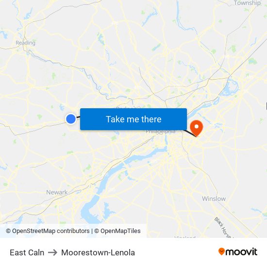 East Caln to Moorestown-Lenola map