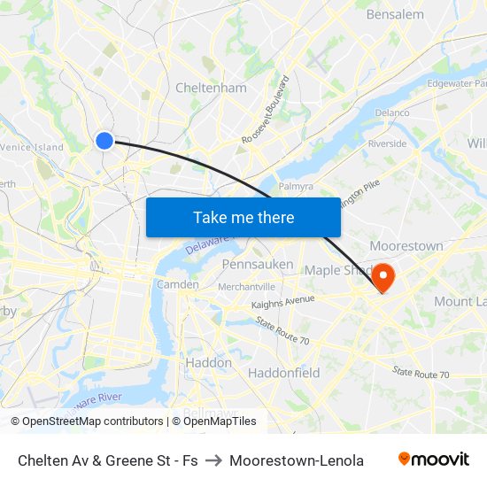 Chelten Av & Greene St - Fs to Moorestown-Lenola map